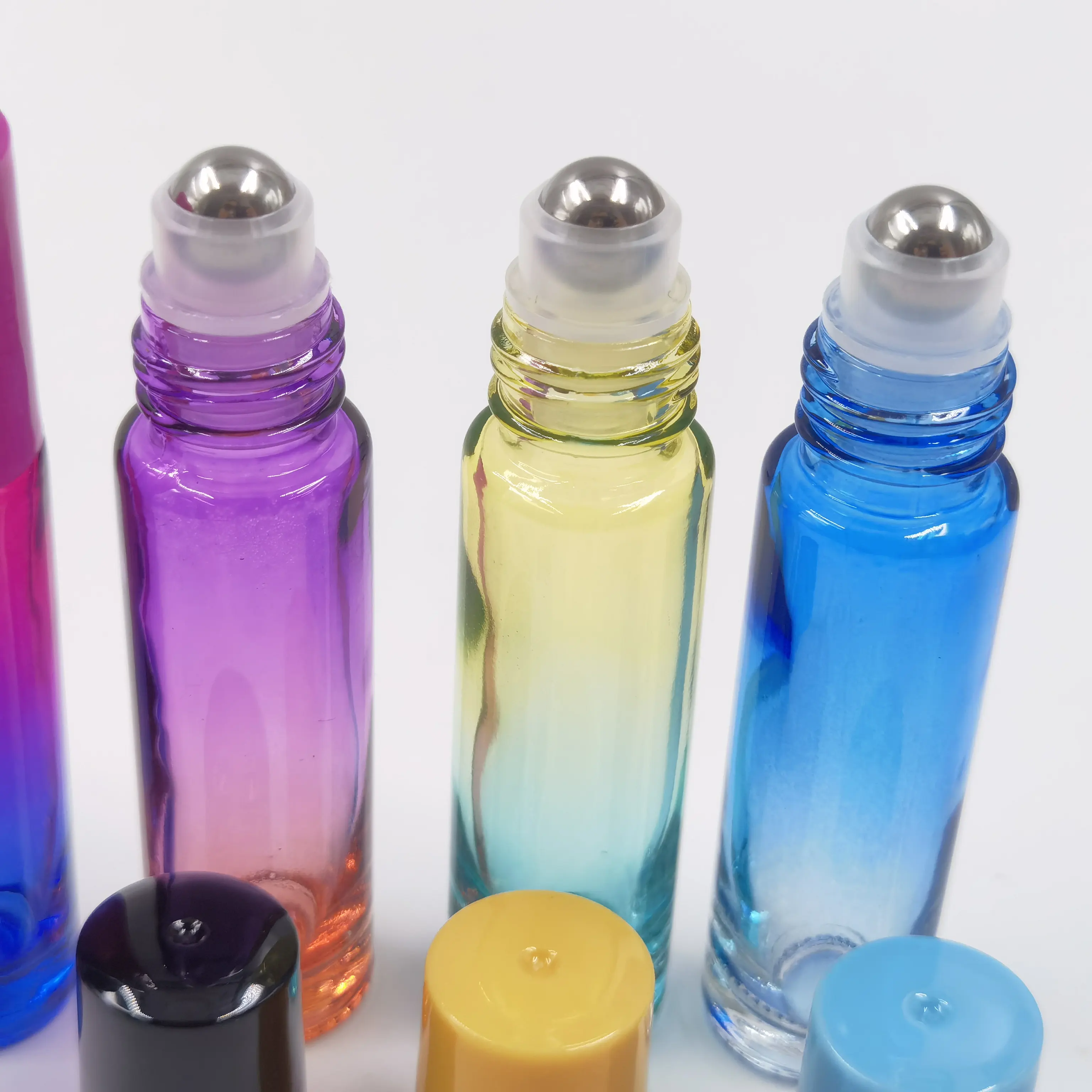 Botella de vidrio enrollable con tapa de bambú, bote transparente de 10ml, para perfume, aceite esencial y agua cosmética, 5ml