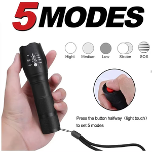 ไฟฉาย LED พลังสูงแบบชาร์จไฟได้, ไฟฉายยุทธวิธีกันน้ำไฟฉายชาร์จไฟได้ USB สำหรับตั้งแคมป์ - Product Image 4