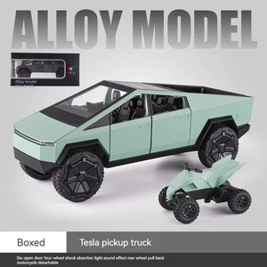 Diecast Alloy <strong>Model</strong> Car 1:24 Tsla Cybertruck Pickup Alloy Car <strong>Model</strong> With Sound and Light Pullback With ATV Decorate Metal <strong>Model</strong> - Product Image 6