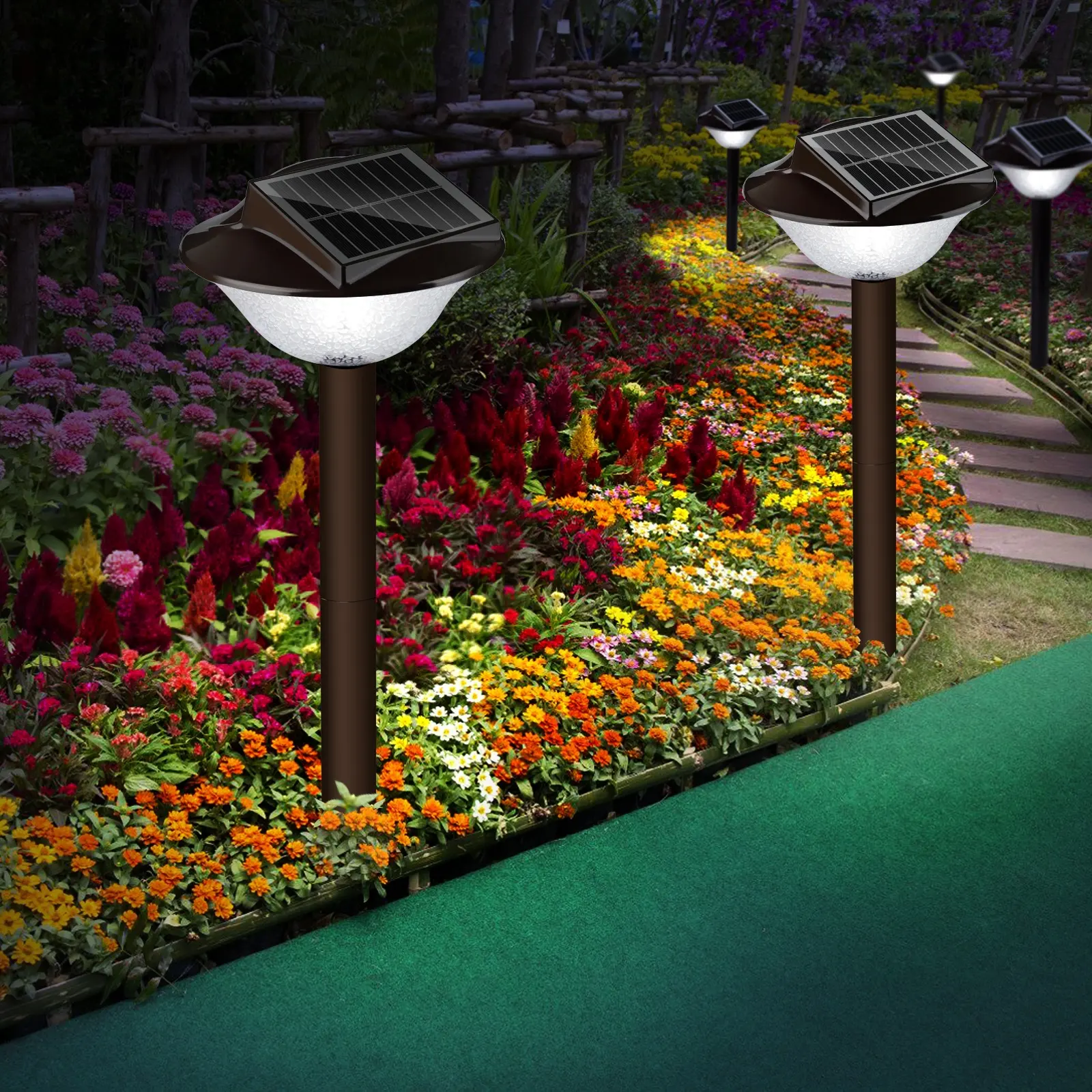 Lumières led solaires imperméables, lampes décoratives de jardin de pelouse enfichables