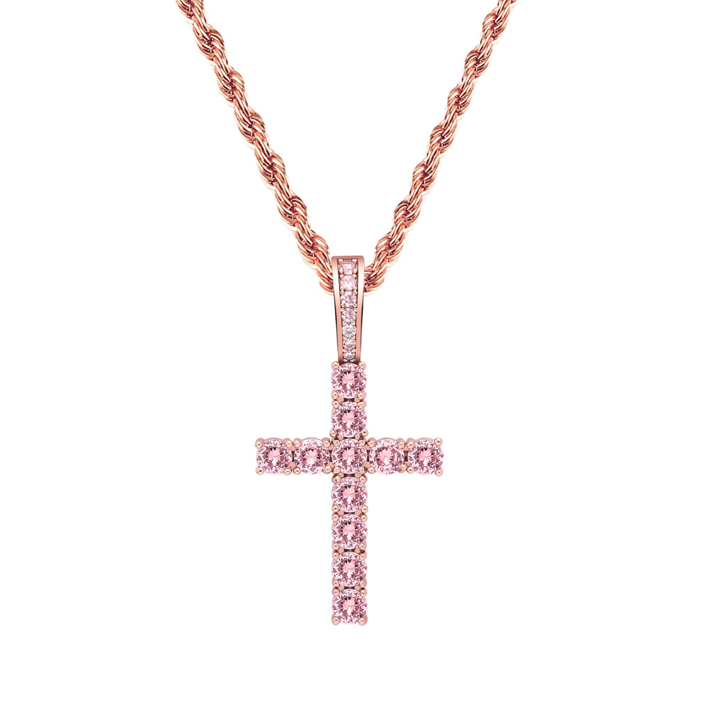 Rose gold short cross powder zirconium-with twist