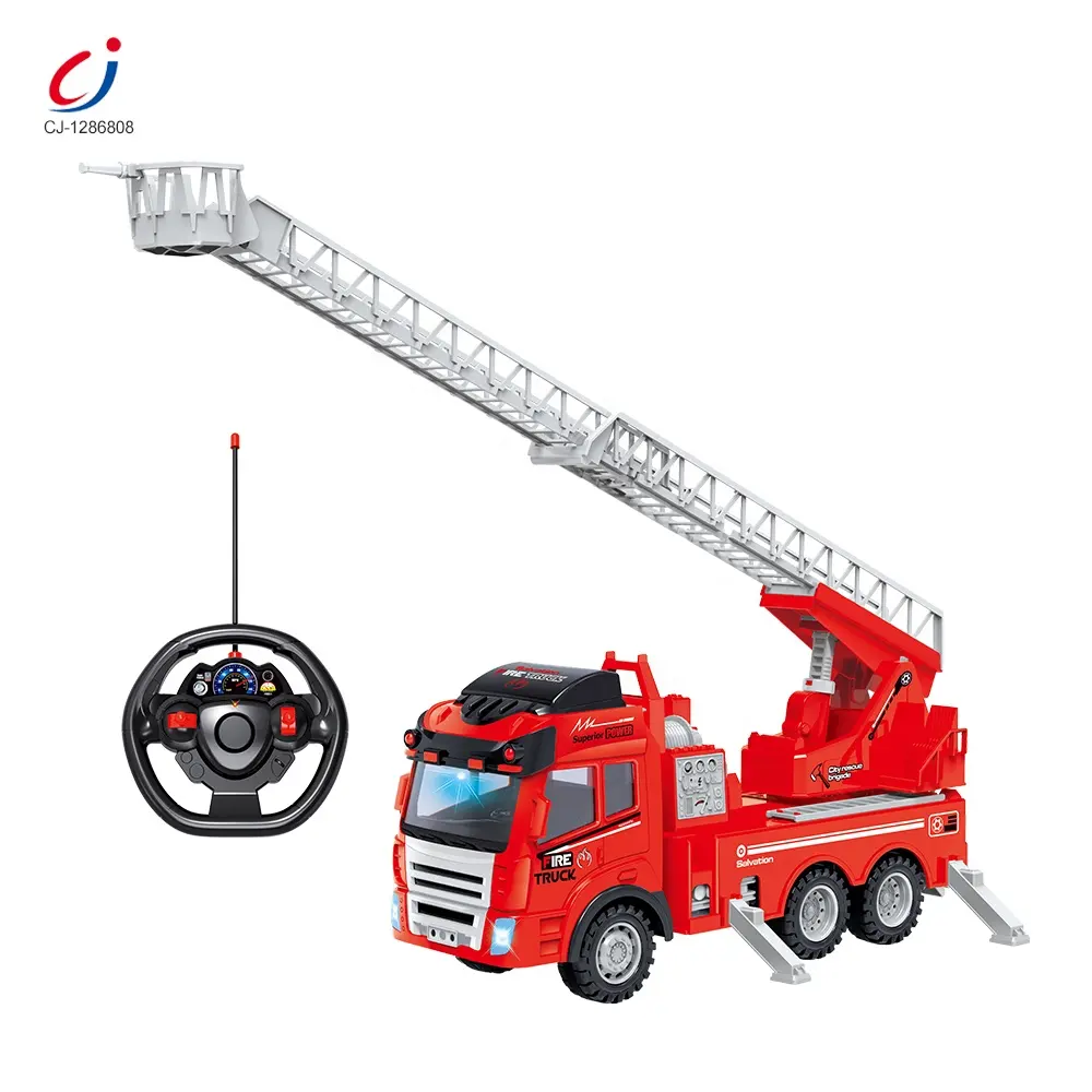 Chengji 2.4ghz 4ch telecomando camion dei pompieri auto giocattolo ragazzi camion dei pompieri giocattolo rc con luce e suono