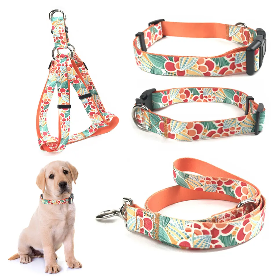 Wholesale Pet Collars for Dogs Adjustable Print Cotton Dog Collar Dog Collars And Leashes And Harnesses Sets