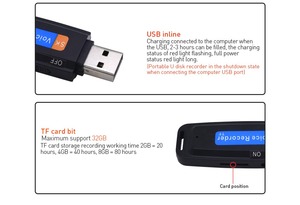 Mini USB registratore vocale digitale ricaricabile registrazione penna unità USB slot per schede MP3 formato registratore USB lettore di schede PQ151 - Product Image 5