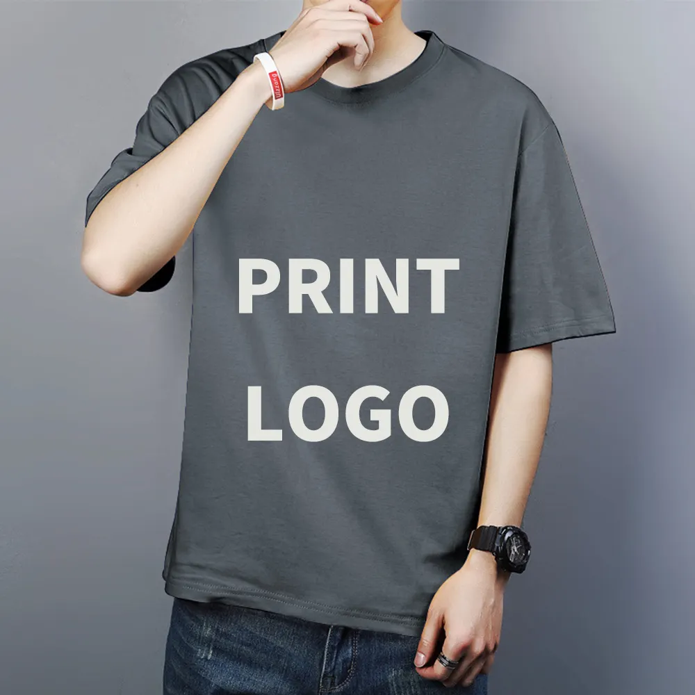 Camisetas de algodón 100% personalizadas para hombres, Camisa lisa de gran tamaño de China, Logo personalizado, cuello redondo