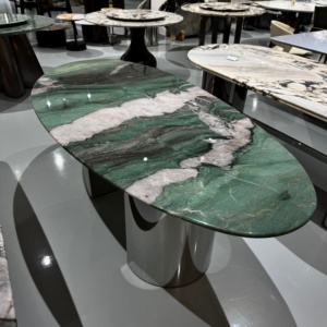 Ngọc Lục Bảo nhập khẩu tự nhiên sang trọng bàn đá Ý đơn giản sang trọng thiết kế biệt thự cao cấp bàn ăn bằng đá cẩm thạch - Product Image 6