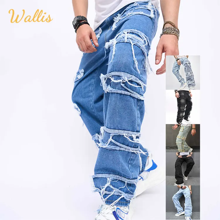 Ropa de hombre Pantalon Homme Y2K Streetwear Baggy Ripped Stacked Hip Hop Straight Vintage Denim Pantalones Jeans Pantalones para hombres