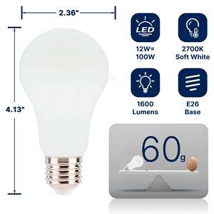 Flint ra90 A67 A21 LED bóng đèn dây tóc E26 12W Opal rõ ràng Milky Frost Glass Dimmable 3000K 2-năm bảo hành kho nhà để xe - Product Image 1