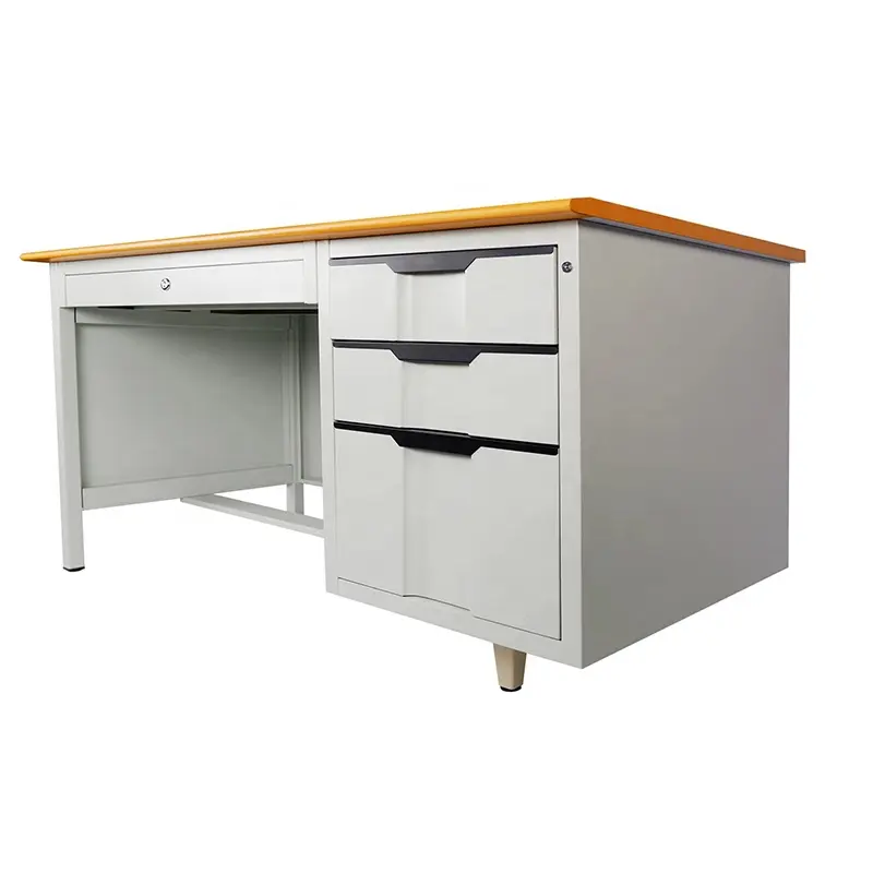 Moderne Kantoormeubilair Schrijftafel Personeel Werkstation Metalen Computertafel Met Lade
