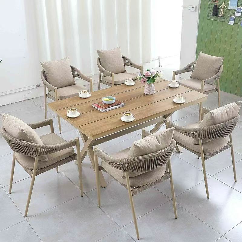 6 chaises Gnas + 150*90 Technologie elliptique Table ronde en bois