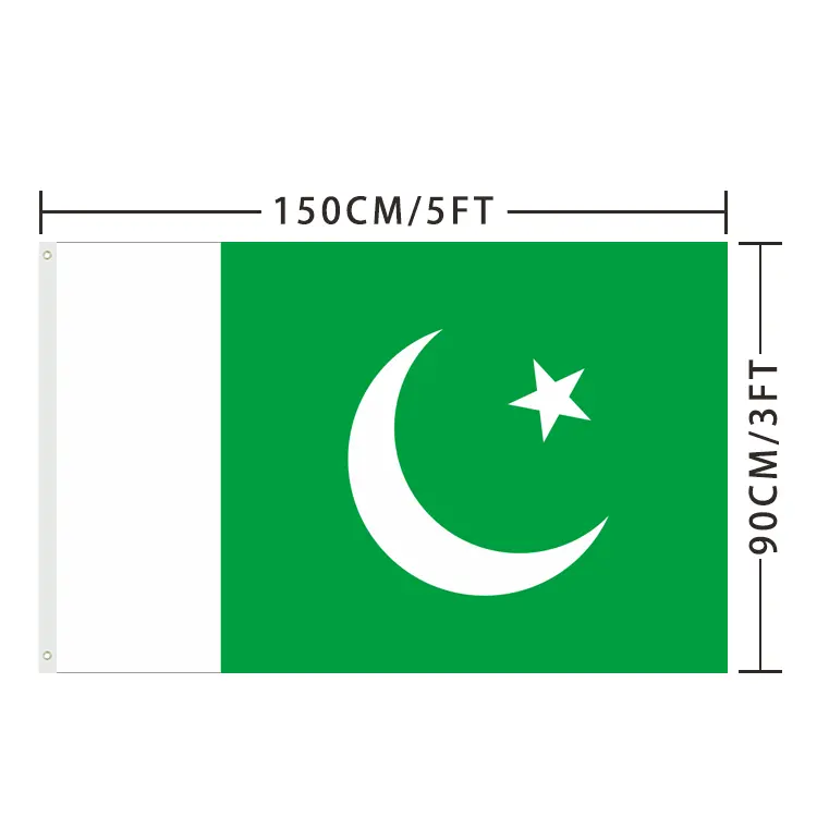Ipek baskı renkli 3x5ft ulusal bayrak Pakistan bayrağı