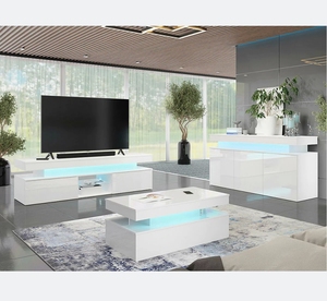 Trang chủ nhà hiện đại lớn màu Trắng & Đen TV đứng và Bàn cà phê phòng khách đồ nội thất Set - Product Image 1