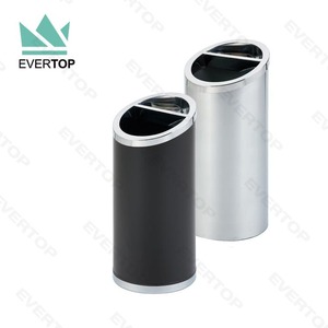 DB-65B Hotel Direct-in Open Top Trash Can <strong>Bin</strong> Trashcan with Half Ashtray Top Shopping Mall Bevelled Airport Commercial Trashcan - Product Image 1
