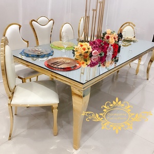 蛇的形状金色腿银色玻璃镜矩形婚礼家具婚礼桌 - Product Image 6