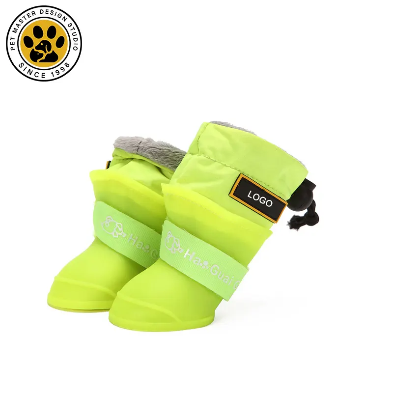 Botas de lluvia de goma para mascotas cómodas antideslizantes impermeables SinSky, zapatos largos de lana cálidos para nieve, zapatos para perros, zapatos para mascotas para perros