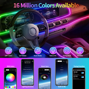 RGB <strong>LED</strong> Strip Lights for Car 12V DC App-Controlled Ambient Lighting with Remote Black <strong>PCB</strong> Plastic PVC Lamp Body EMC Certified - Product Image 6