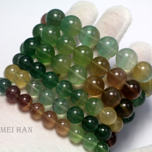 Meihan AAA天然スイカFluorite滑らかな丸いルーズビーズジュエリー作りデザインギフト用ブレスレット