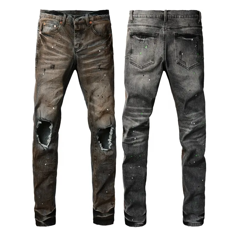 Jeans europei e americani di moda Jeans Splash inchiostro Denim Jeans uomo Hip Hop pantaloni High Street uomo