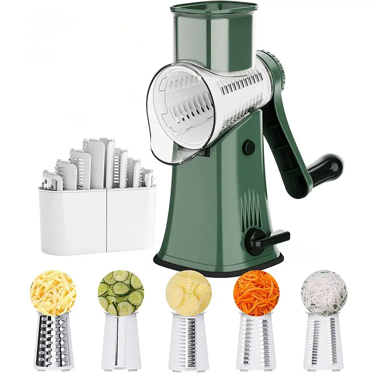 Chất lượng cao ROTARY pho mát vắt tay Shredder 5 trong 1mandoline slicers trống rau Slicer Chopper khoai tây cắt máy xay