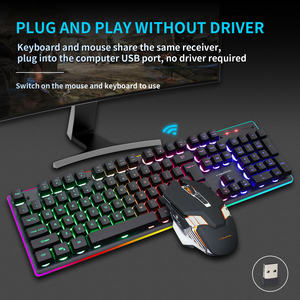 104 teclas RGB computadora inalámbrica USB recargable Gaming Teclado mecánico y ratón Combos - Product Image 4