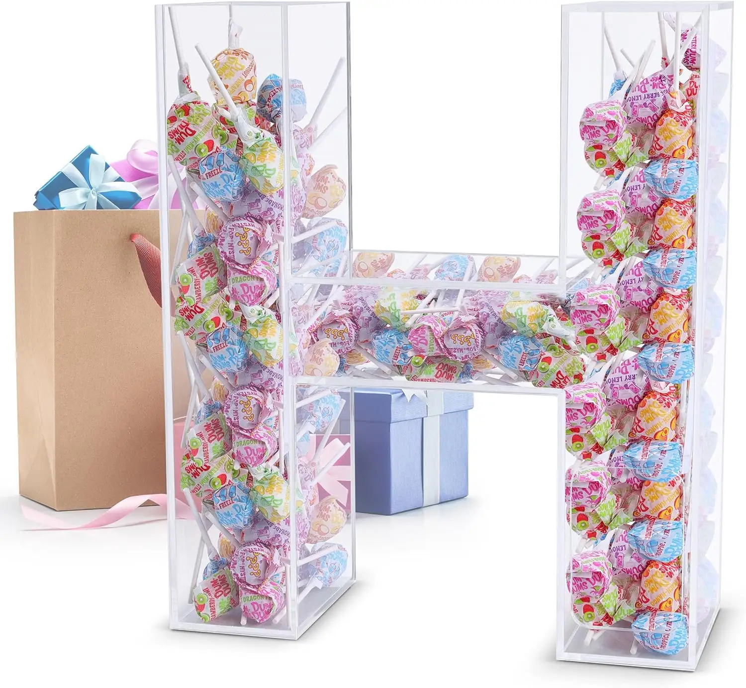 Akrilik doldurulabilir mektup şekilli akrilik düğün şeker kutusu şeker tatlı masa Monogram çanak mektup kutuları için parti iyilik dekor