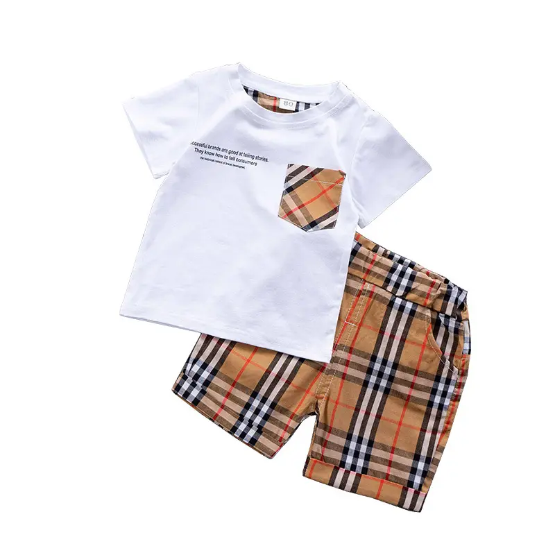 Bulk Sale Kinder T-Shirt und Shorts Kleidung Anzug bereit, Baumwolle Little Boys Kleidung Sets zu versenden