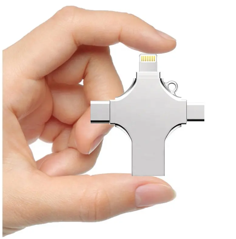 NEW 4 Trong 1 USB 3.0 Flash Drive Cho iPhone Android Loại C Usb Key OTG 16GB 32 GB Pendrive 128GB