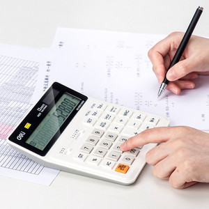 Deli Tax Calculator Check Korrigieren Sie 120 Schritte EM010 Schwarz Weiß 12-stelliger Dual Power Business Office Finance Desktop-Rechner - Product Image 4