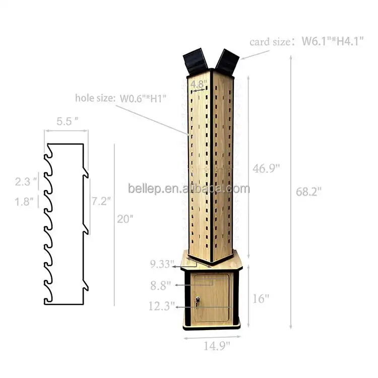 사용자 정의 바닥 서 회전 나무 선글라스 디스플레이 스탠드