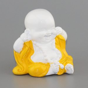 Decor Happy พระภิกษุสงฆ์รูปปั้นไม่พูดดูและฟัง Figurines สะสม (ไม่ฟังพระพุทธรูปสีเหลือง) - Product Image 6