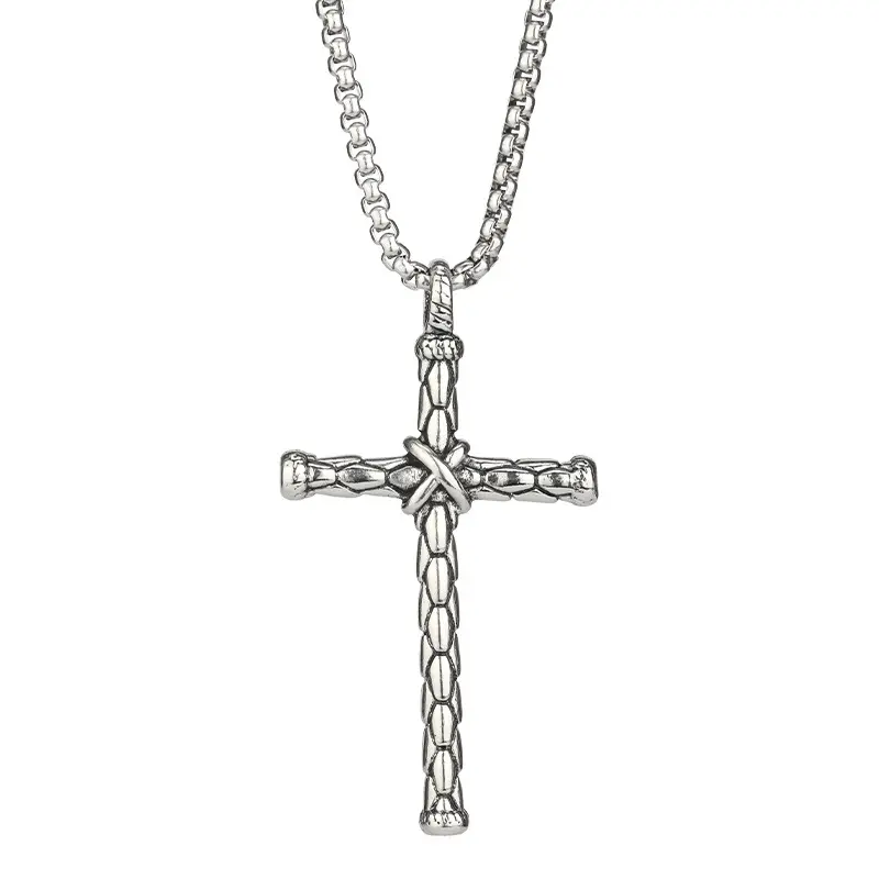 Vente en gros Chine de bijoux chrétiens Jésus mode vintage Hip Hop punk collier pendentif croix en acier inoxydable bijoux pour hommes