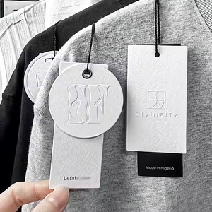 Troquelado personalizado logotipo en relieve ropa etiqueta colgante impreso marca sitio web y código Qr ropa Swing etiqueta con ojal de Metal - Product Image 4