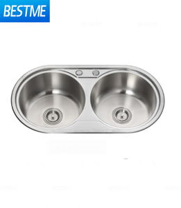 阿尔及利亚双下水道不锈钢小双厨房水槽 - Product Image 1