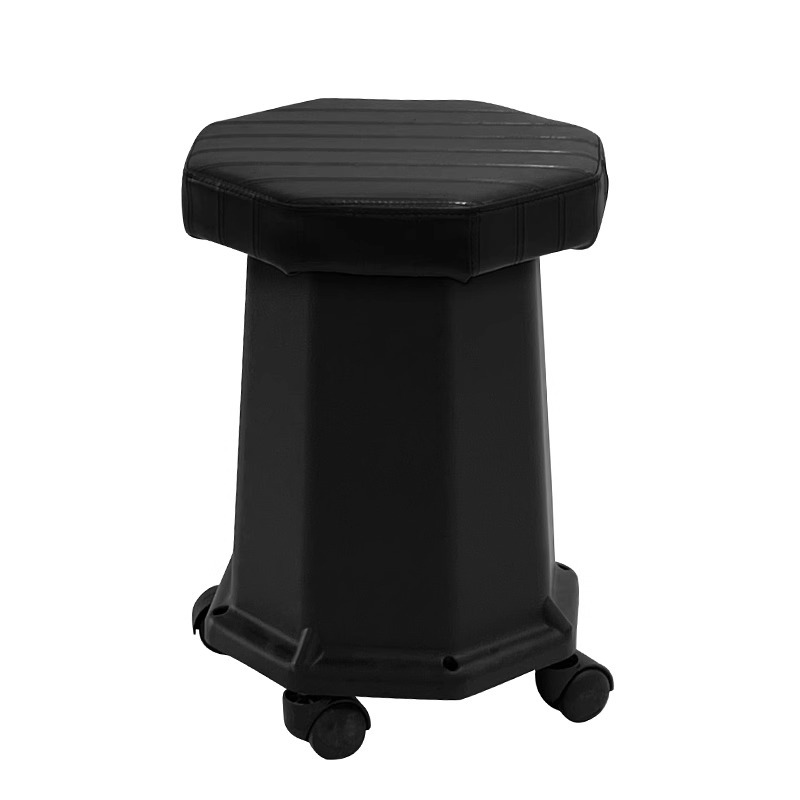 Black leather stool surface (with wheels)