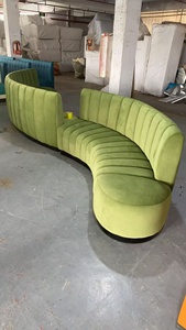 Hotel chinês moderno curvo meio círculo redondo luxo veludo couro granito mármore café restaurante mesa móveis sofá - Product Image 5