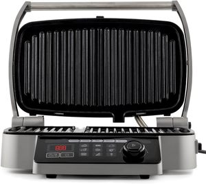 Griglia elettrica multifunzione con termostato regolabile con Timer aperto griglia a contatto in acciaio inossidabile griglia per colazione Panini Grill - Product Image 1