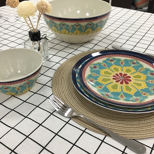 Kunden spezifische Muster Gerichte Melamin Teller Geschirr Set Haushalt Melamin Schüssel Geschirr Sets