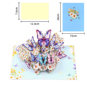 Kelebek çiçek Pop up kartları sonsuza buket 3d Popup kağıt tebrik kartları ile tüm fırsat için not kartları ve zarflar - Product Image 3