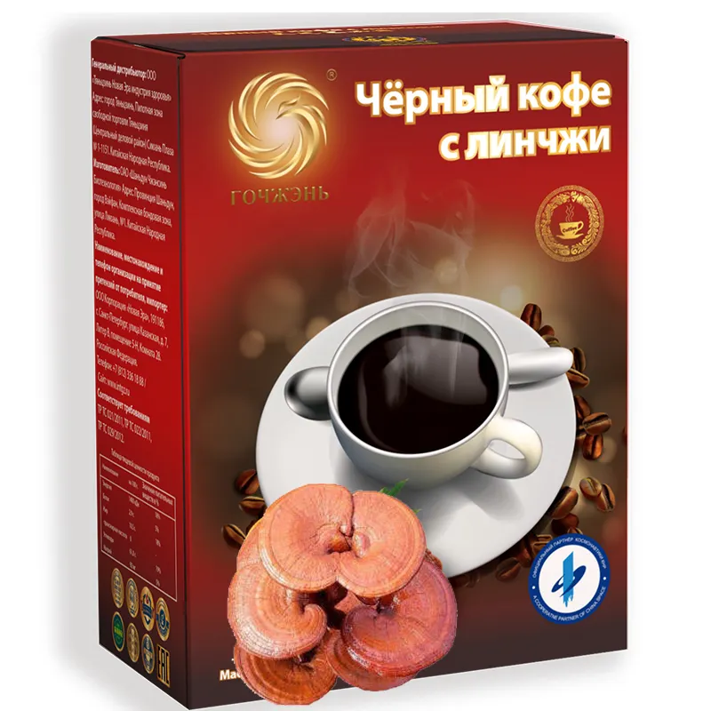 Oem Private Label Ganoderma Koffie Zwarte Instant Champignon Koffie Extract Poeder Biologische Leeuwen Manen Champignon Koffie