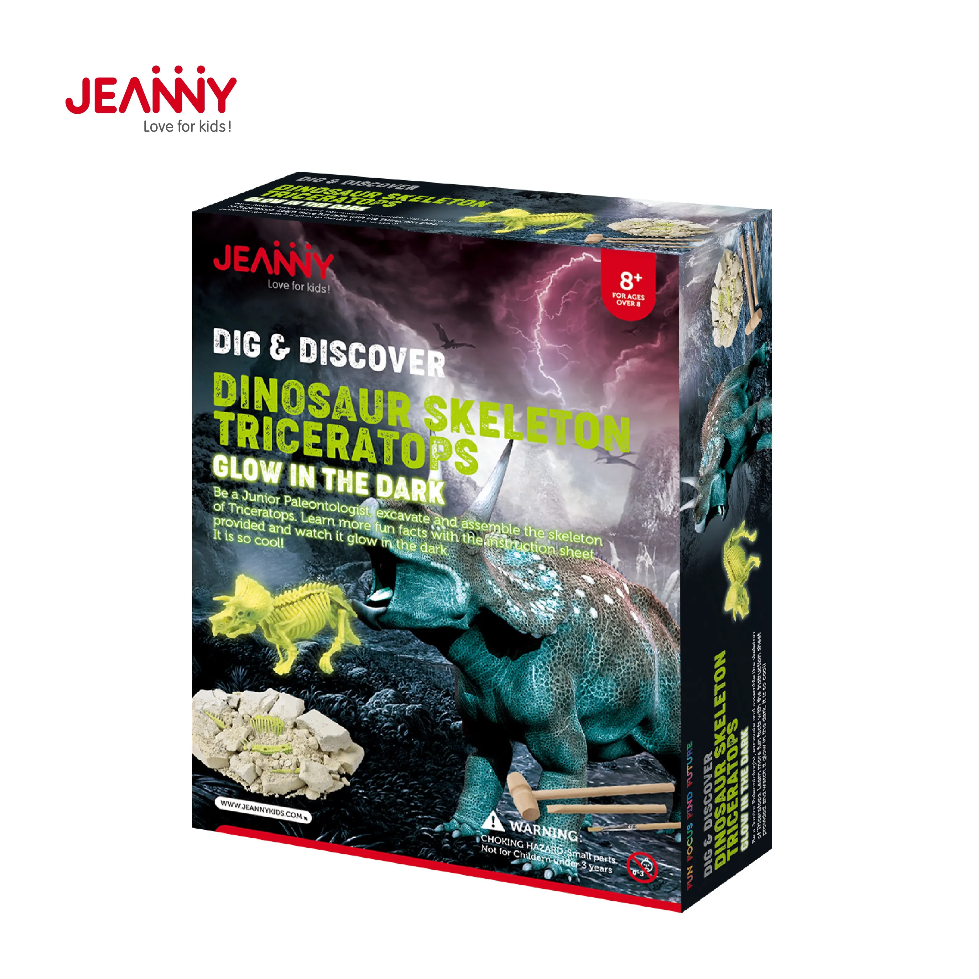 STAMINALI FAI DA TE Archeologia Scavare E Scoprire Dinosauro 3D Fossili e Montare Scheletro Triceratops Glow Scavo Kit Per I Bambini