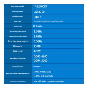 Best Offer I7-12700KF Original Package 12th <strong>Generation</strong> <strong>Intel</strong>/<strong>Core</strong> Desktop CPU <strong>Processor</strong> 12 <strong>Cores</strong> 20 Lines - Product Image 5