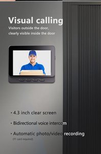 Sistema de videoportero de 4,3 pulgadas Monitor LCD transparente Video intercomunicador Kits de timbre IR visión nocturna cámara exterior intercomunicador de puerta - Product Image 5