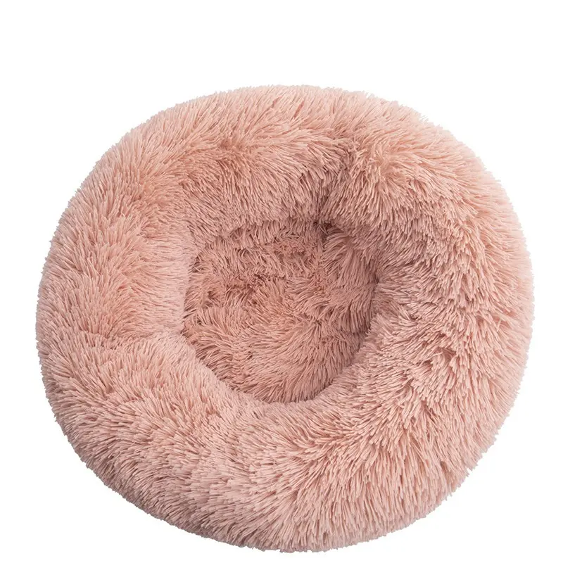 Long Faux Fur Pet bed Comfortable Waterproof Plush Round Dog Bed Drop shipping Soft Washable Cat Bed Removable Pet Cushion