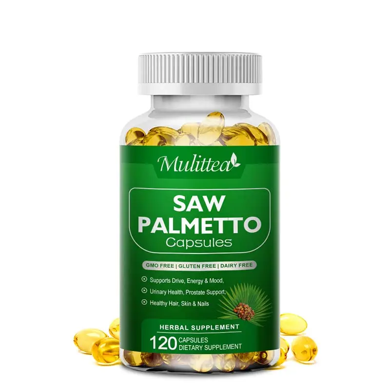 120ชิ้นเห็น Palmetto Softgel แคปซูลดูแลผิวเล็บผลิตภัณฑ์เสริมอาหารสมุนไพรเพื่อสุขภาพ