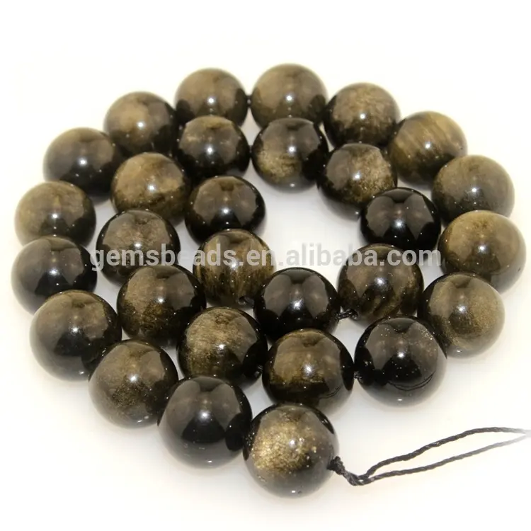 Un grado de obsidiana dorada Piedra Natural Real Original piedras preciosas cuentas pulsera de joyería fina 4/6/8/10/12/14MM