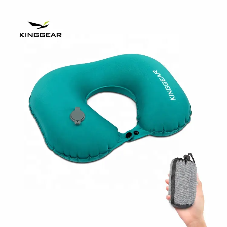 Ergonómico reposacabezas aire compresible almohada de viaje para acampar inflable de viaje en forma de u almohada