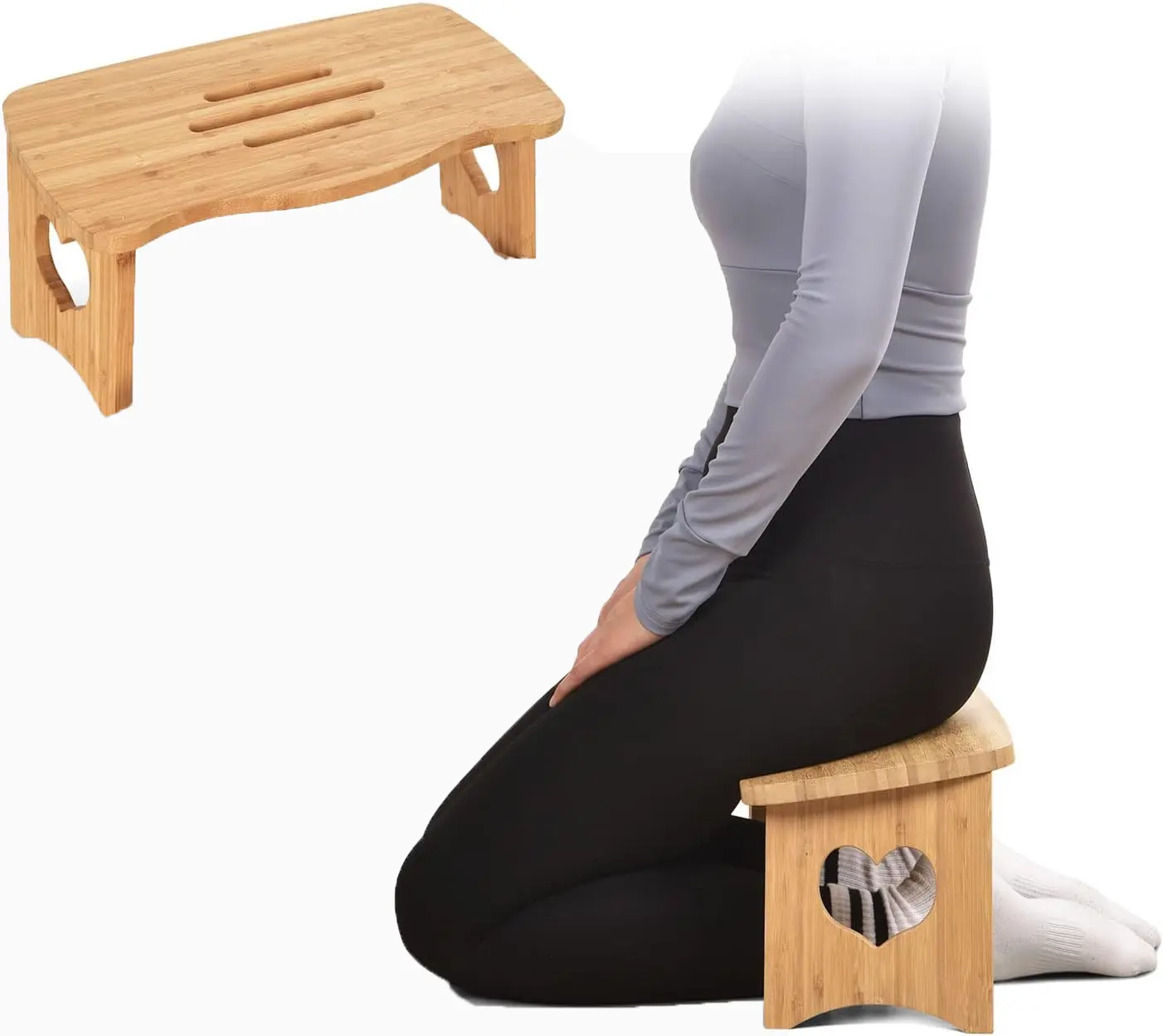 Dobrável ajoelhamento meditação madeira banco fezes estendida Yoga cadeira prática para prática estendida Bamboo Yoga Bench