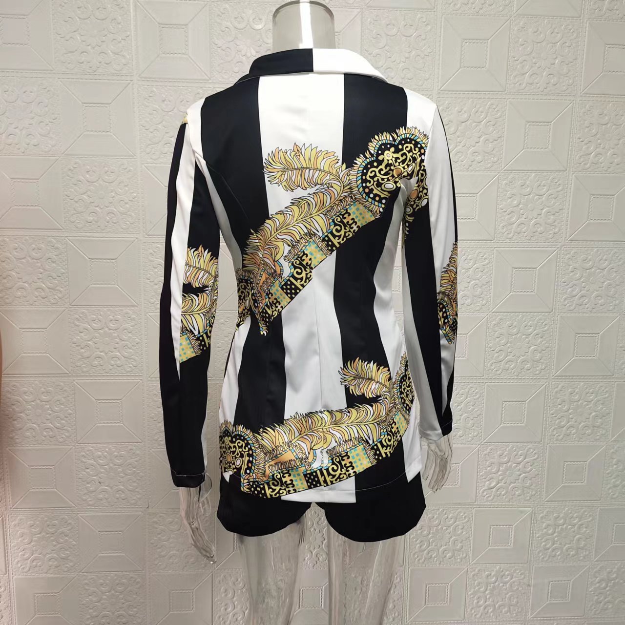 Autumn and Winter European and American Women's Clothes Slim Fitting Short Pants Two-piece Suit