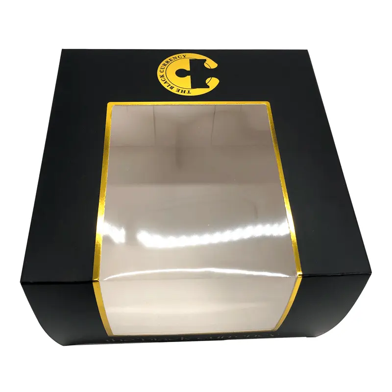Imballaggio di carta nero su ordinazione all'ingrosso della scatola del cappello di carta di pallacanestro di Baseball per i contenitori di regalo del cappello di fedora di Snapcap con la chiara finestra