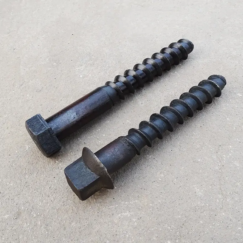 Sujetador de raíl de acero, tornillo de punta para dormir, Cabeza Cuadrada, cono de óxido negro